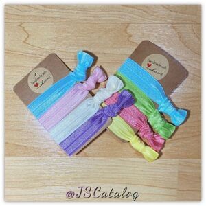 🌸 Handmade Pastel No-Crease Hair Ties 4-Pa…